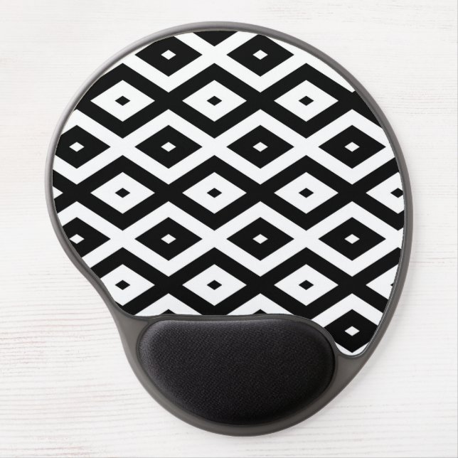 Black and white diamond pattern gel mouse pad (Front)