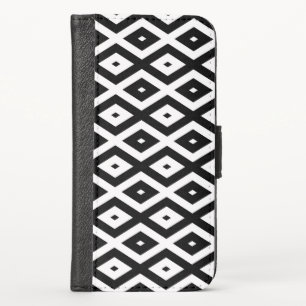 Black and white diamond pattern iPhone wallet case