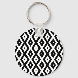 Black and white diamond pattern keychain