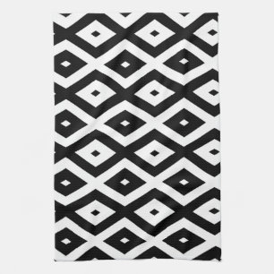 Black and white diamond pattern kitchen towel