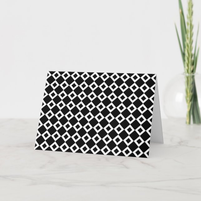 Black and White Diamond Pattern Letterpress Thank You Card (Front)