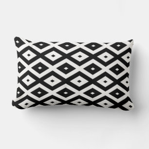 Black and white diamond pattern lumbar pillow