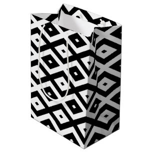 Black and white diamond pattern medium gift bag