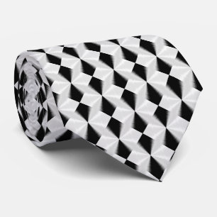Black and White Diamond Pattern Neck Tie