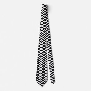 Black and white diamond pattern neck tie