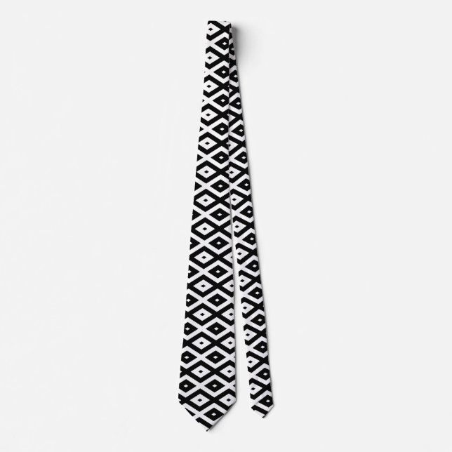 Black and white diamond pattern neck tie (Front)