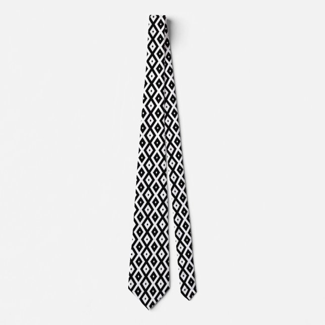 Black and white diamond pattern neck tie (Front)