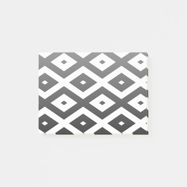 Black and white diamond pattern post-it notes (Front)
