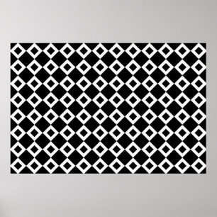 Black and White Diamond Pattern Poster