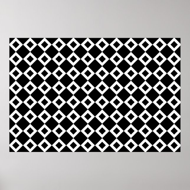 Black and White Diamond Pattern Poster (Front)