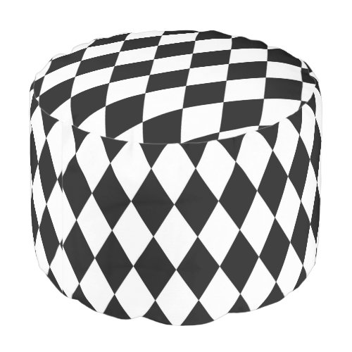 Black and White Diamond Pattern Pouf