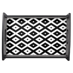 Black and white diamond pattern serving tray