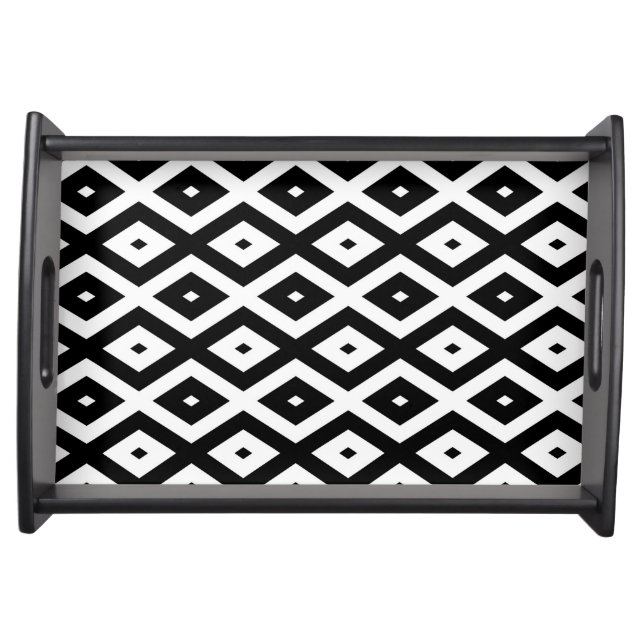 Black and white diamond pattern serving tray (Front)