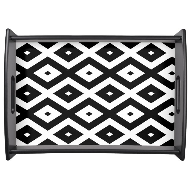 Black and white diamond pattern serving tray (Front)