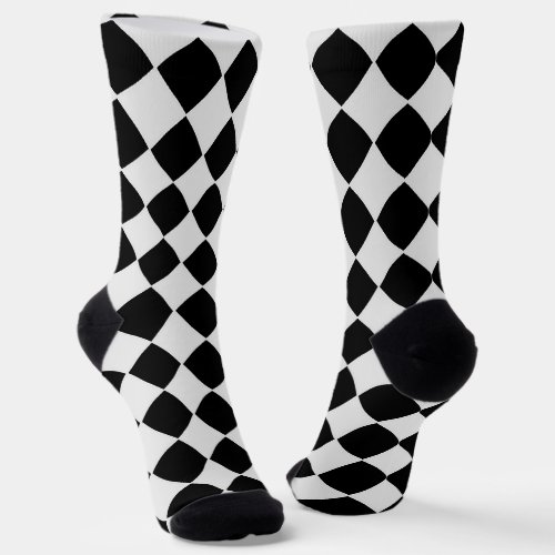 Black and white diamond pattern socks