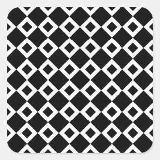 Black and White Diamond Pattern Square Sticker