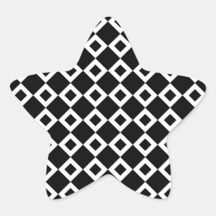 Black and White Diamond Pattern Star Sticker