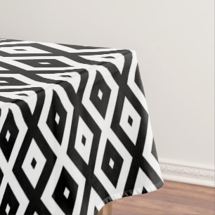 Black and white diamond pattern tablecloth