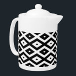 Black and white diamond pattern teapot<br><div class="desc">Black and white diamond pattern</div>