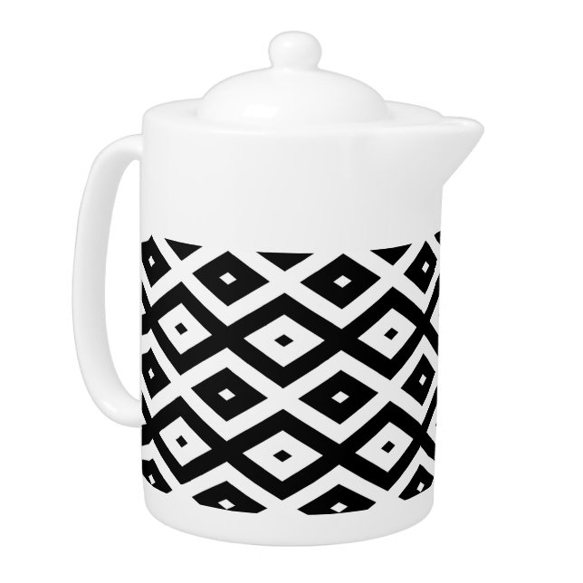 Black and white diamond pattern teapot (Left)