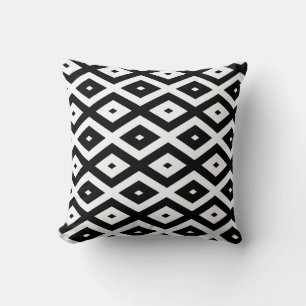 Black and white diamond pattern throw pillow