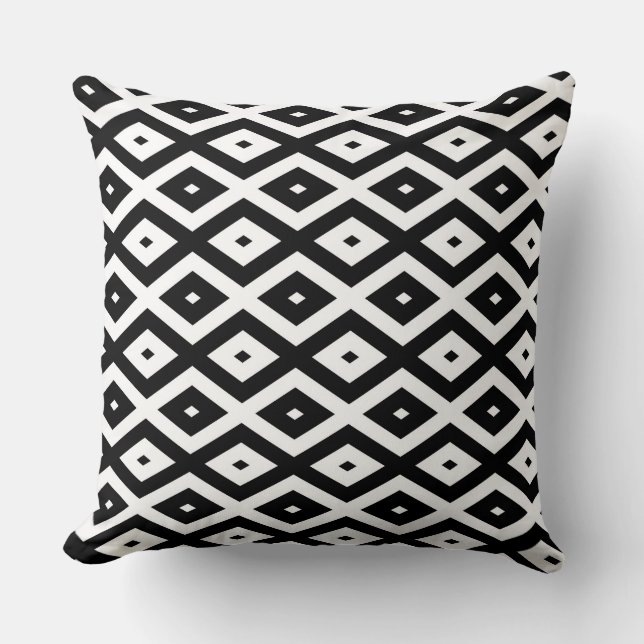 Black and white diamond pattern throw pillow (Front)