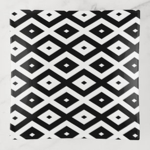 Black and white diamond pattern trinket tray