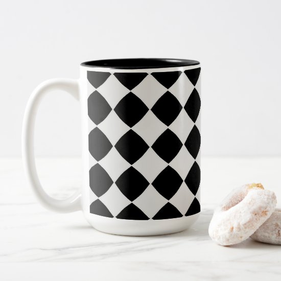 Black and white diamond pattern Two-Tone coffee mug