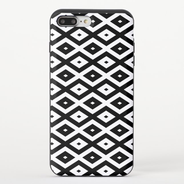 Black and white diamond pattern uncommon iPhone case (Back)