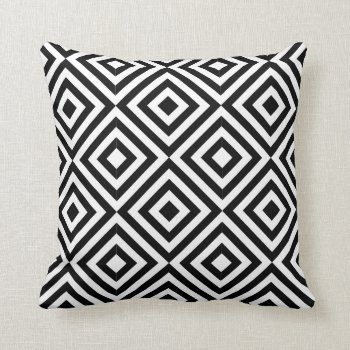 Black And White Diamond Shape Pattern Throw Pillow by nadil2 at Zazzle