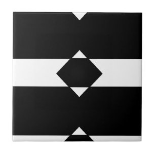 Black and white diamond shaped ceramic tile