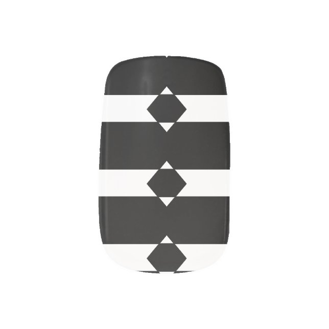 Black and white diamond shaped minx nail art (Left Thumb)