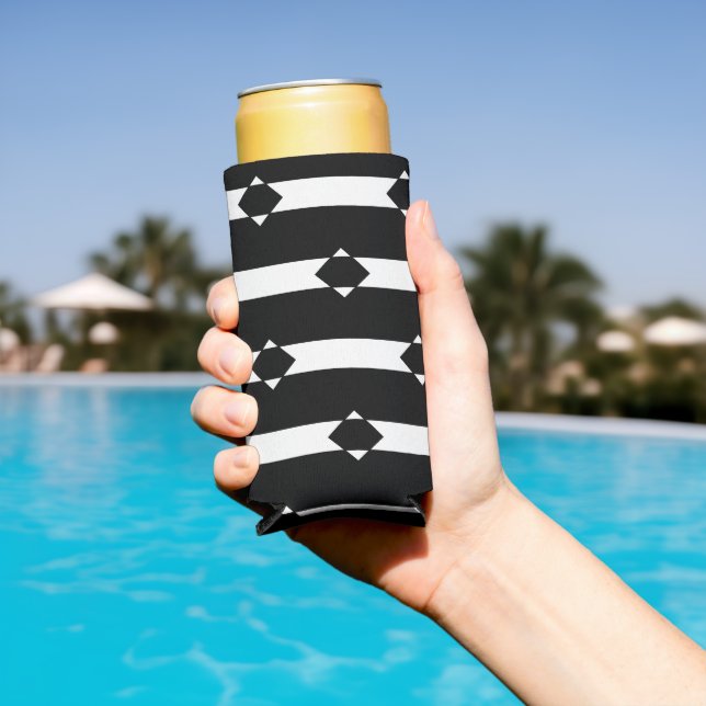Black and white diamond shaped seltzer can cooler (In Situ Pool)