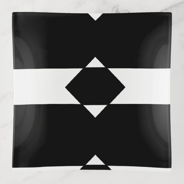 Black and white diamond shaped trinket tray (Front)