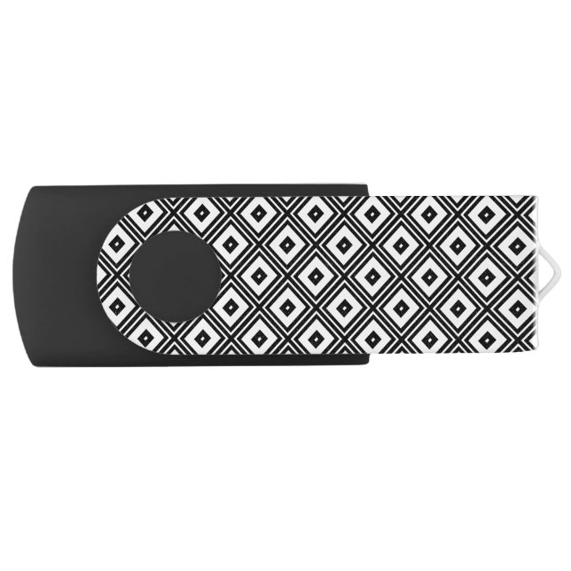 Black and White Diamond Swivel USB 2.0 Flash Drive (Front)