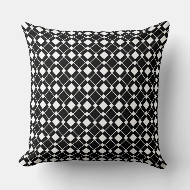 Black and White Diamonds - Lozenge Pattern Throw Pillow (Front)