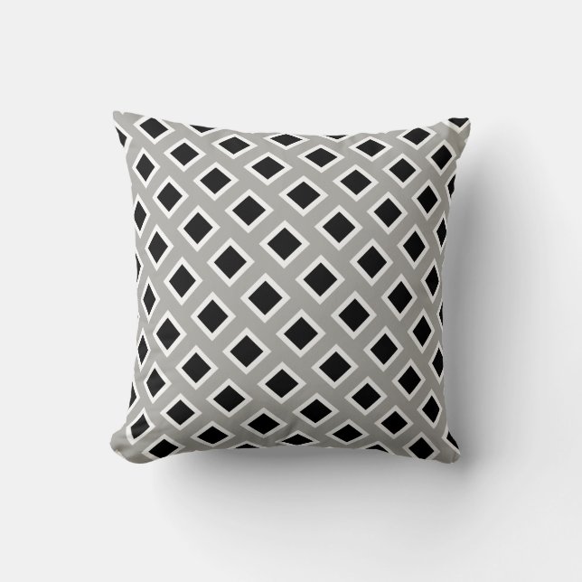 Black and White Diamonds Throw Pillow (Front)