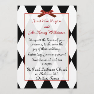 Black and White Diamonds Wedding Invitation