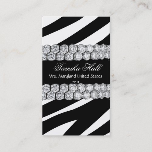 Black and White DiamondZebra Pageant Business Card