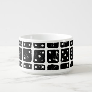 Black and White Dice 1-6 Rustic Linocut Bowl