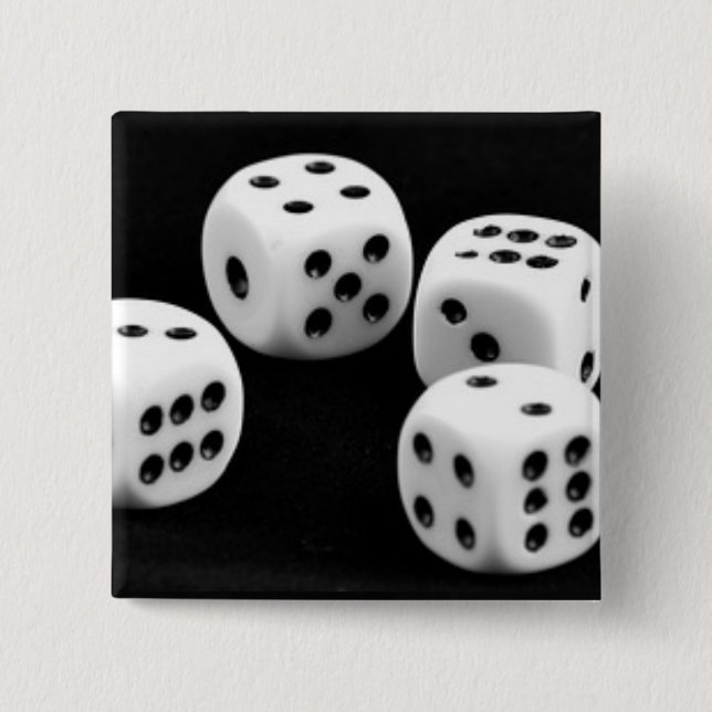 Black And White Dices Button (Front)