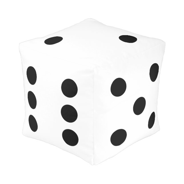 Black and white die dice symbol pouf (Angled Back)