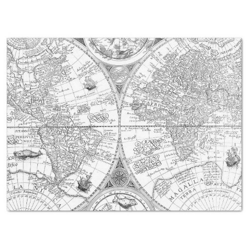 Black and White Digital Map Series Design 11 Tissue Paper