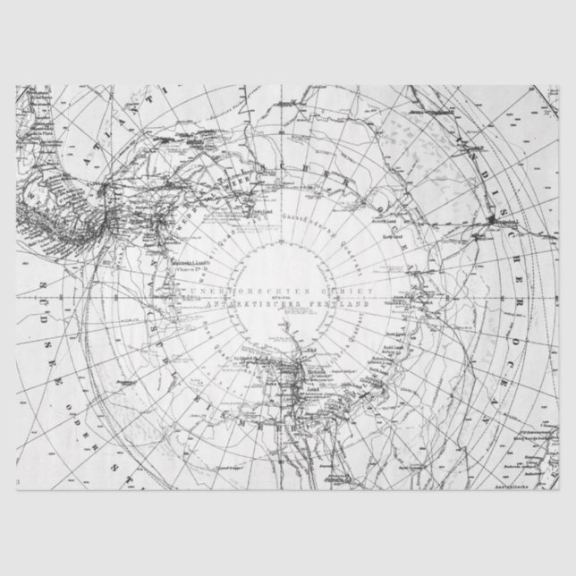 Black and White Digital Map Series Design 3 Tissue Paper (Front)