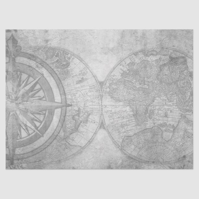 Black and White Digital Map Series Design 9 Tissue Paper (Front)