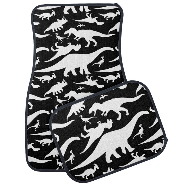 Black and White Dinosaur Pattern Car Mat (Set)