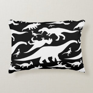 Black and White Dinosaur Pattern Decorative Pillow