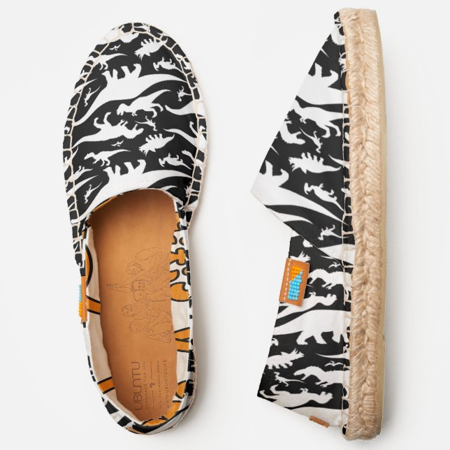 Black and White Dinosaur Pattern Espadrilles (Side)