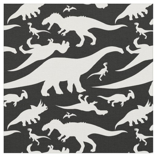 Black and White Dinosaur Pattern Fabric