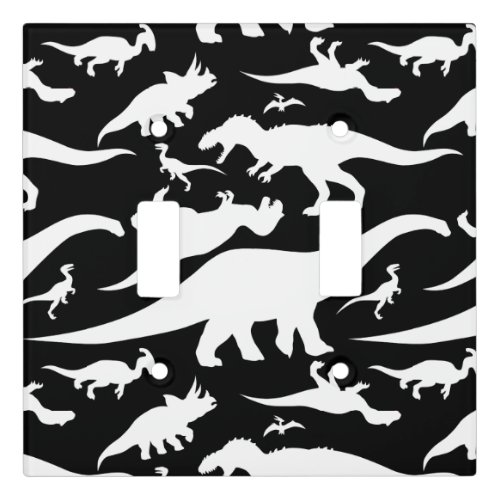 Black and White Dinosaur Pattern Light Switch Cover